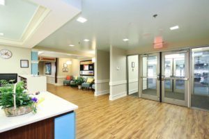 LED Lights, square recessed lighting, daycare lobby, avonite, aqua ceiling, blue ceiling, childcare design, child care design, child care centre design, child care interior design, child care architect daycare design, day care center design,